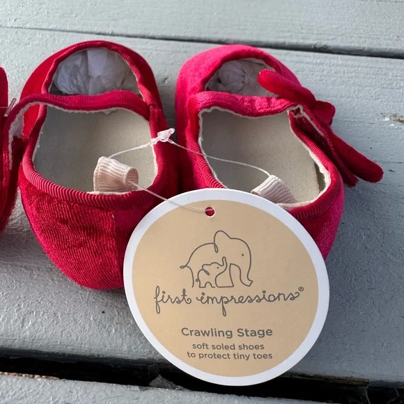First Impressions Red Velvet Baby Shoes - Picture 7 of 13